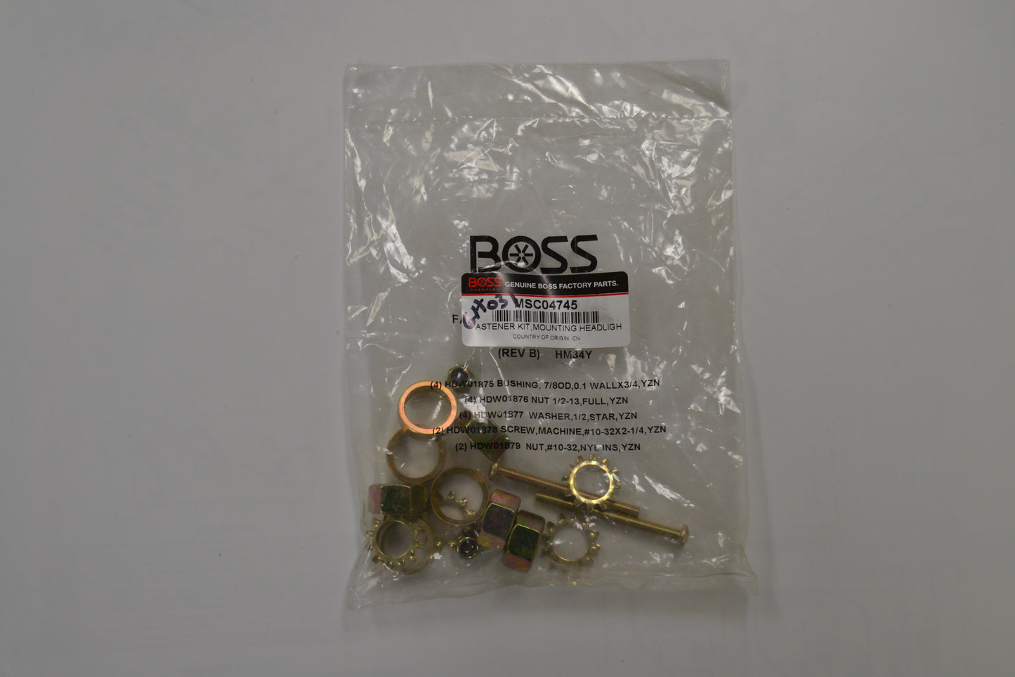 MSC04745 BOSS FASTENER KIT,MOUNTING HEADLIGHT,02-07